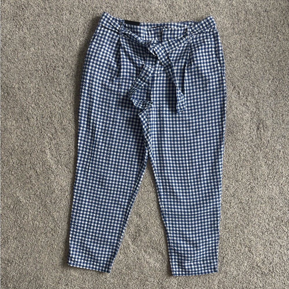 NWT Banana Republic Navy Gingham Women's Cropped Pants